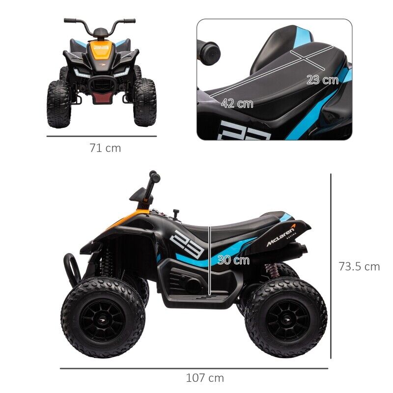 Kids Ride On 12V Electric McLaren Quad Bike Orange